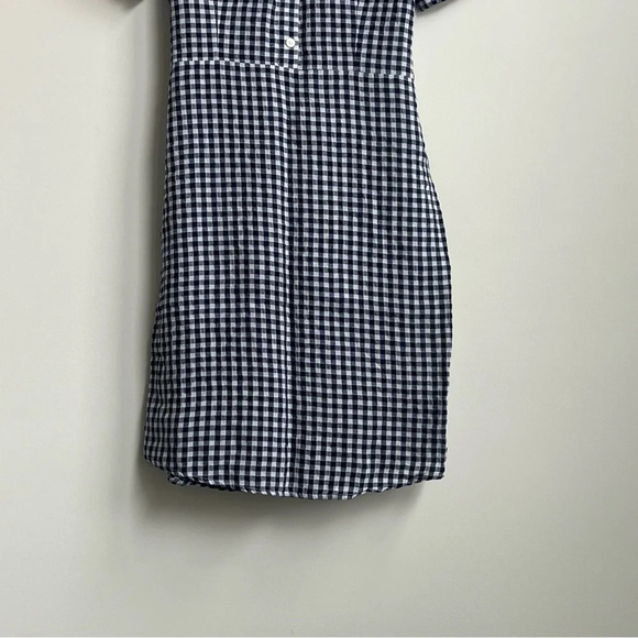 J.MCLAUGHLIN $198 Sadie Gingham Dress Size 6 Navy & White Linen Tie Waist - Picture 11 of 13